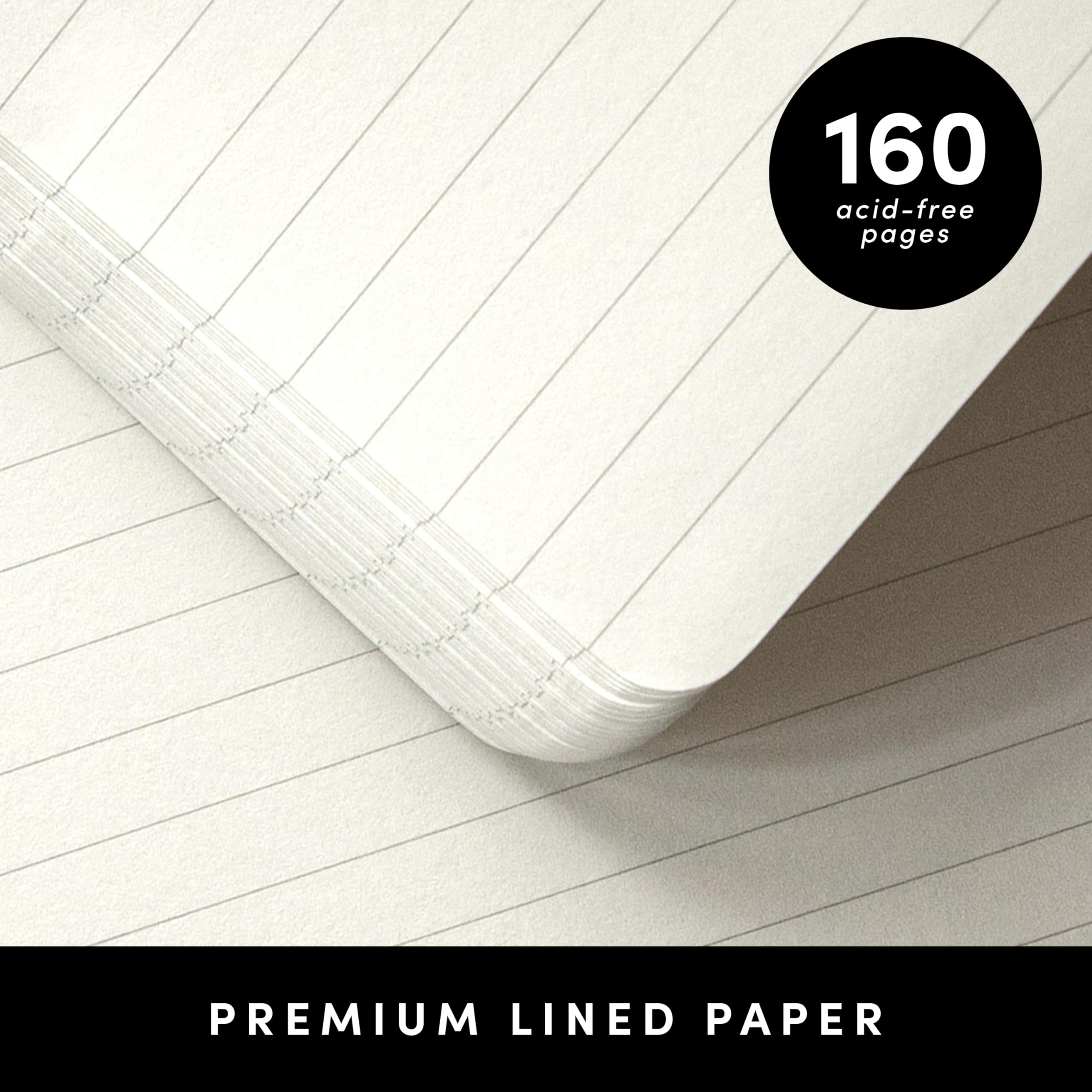PAPERAGE Lined Journal Notebook, Hardcover Journal for Women & Men, 160 Pages, (5.6 in x 8 in), College Ruled Journaling Notebook for Work, School Supplies & Note Taking, (Black)
