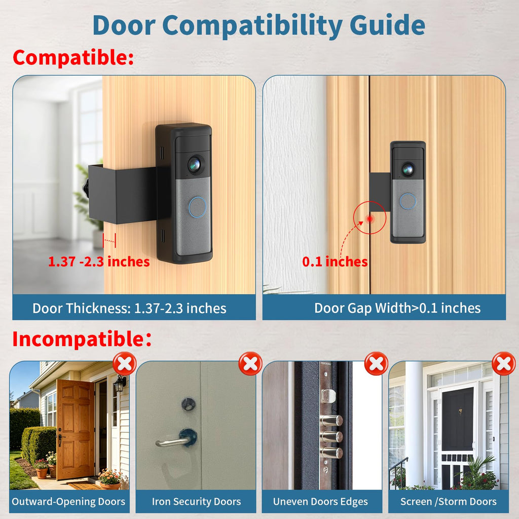 Anti-Theft Ring Doorbell Mount Compatible with Battery Doorbell/Pro/Plus(2nd Gen), No-Drill Doorbell Mounting Bracket Accessories for Inward Swing Door 2026(newest model)