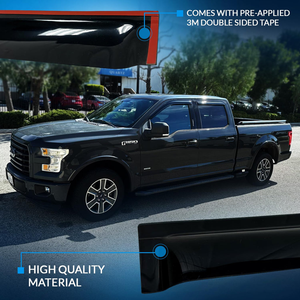 Window Visor Compatible with 1989-1998 Suzuki Sidekick, DGWV2-403-2 Outside Mount Deflector Rain Guard Dark Smoke, 4 Pcs Set