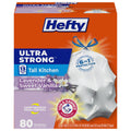 Hefty Ultra Strong 13 Gallon Trash Bags, Tall Kitchen, Drawstring Closure, Odor Control, White, Lavender, Sweet Vanilla, 80 C