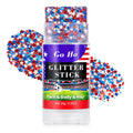 Go Ho Red White and Blue Star Face Glitter Stick,Waterproof Body&Hair Glitter,4th of July Accessories,Patriotic USA Flag Spar