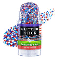 Go Ho Patriotic Red White and Blue Body Glitter Stick, 4th of July Accessories, American Flag Makeup, Sparkle Star Face Hair