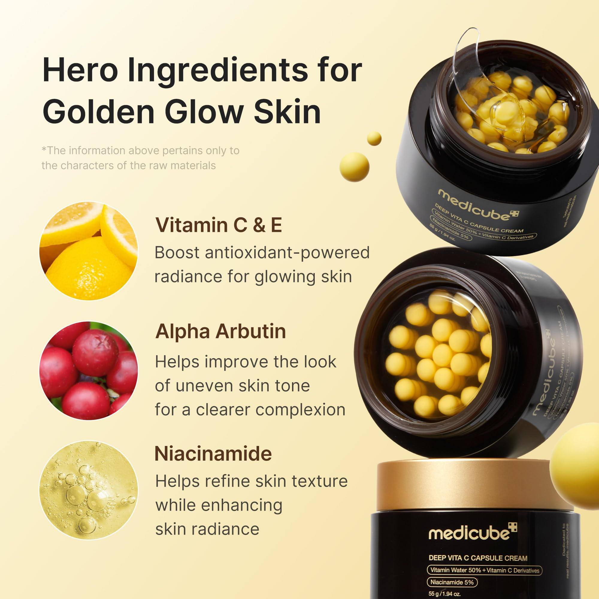 medicube Capsule Cream with Deep Vitamin C | Liposome Vitamin C Golden Capsule for Radiance & Firm-Looking Skin | Hydrating Glow Gel Texture | Korean Skincare, 1.94 oz