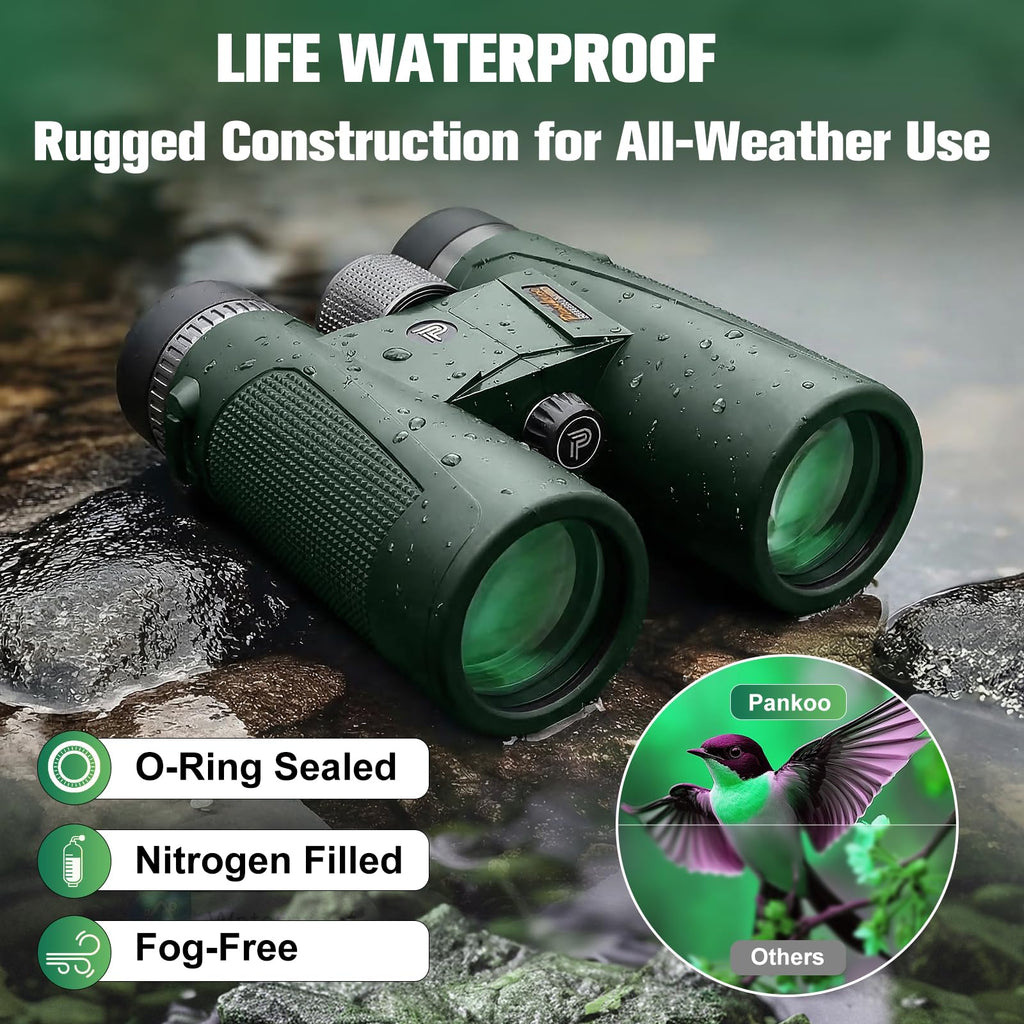 Pankoo 20x56 Binoculars for Adults High Powered - Large View Waterproof Binoculars with Clear Low Light Vision - Compact Binocular Essentials for Hunting Camping Cruise Travel Bird Watching Sports