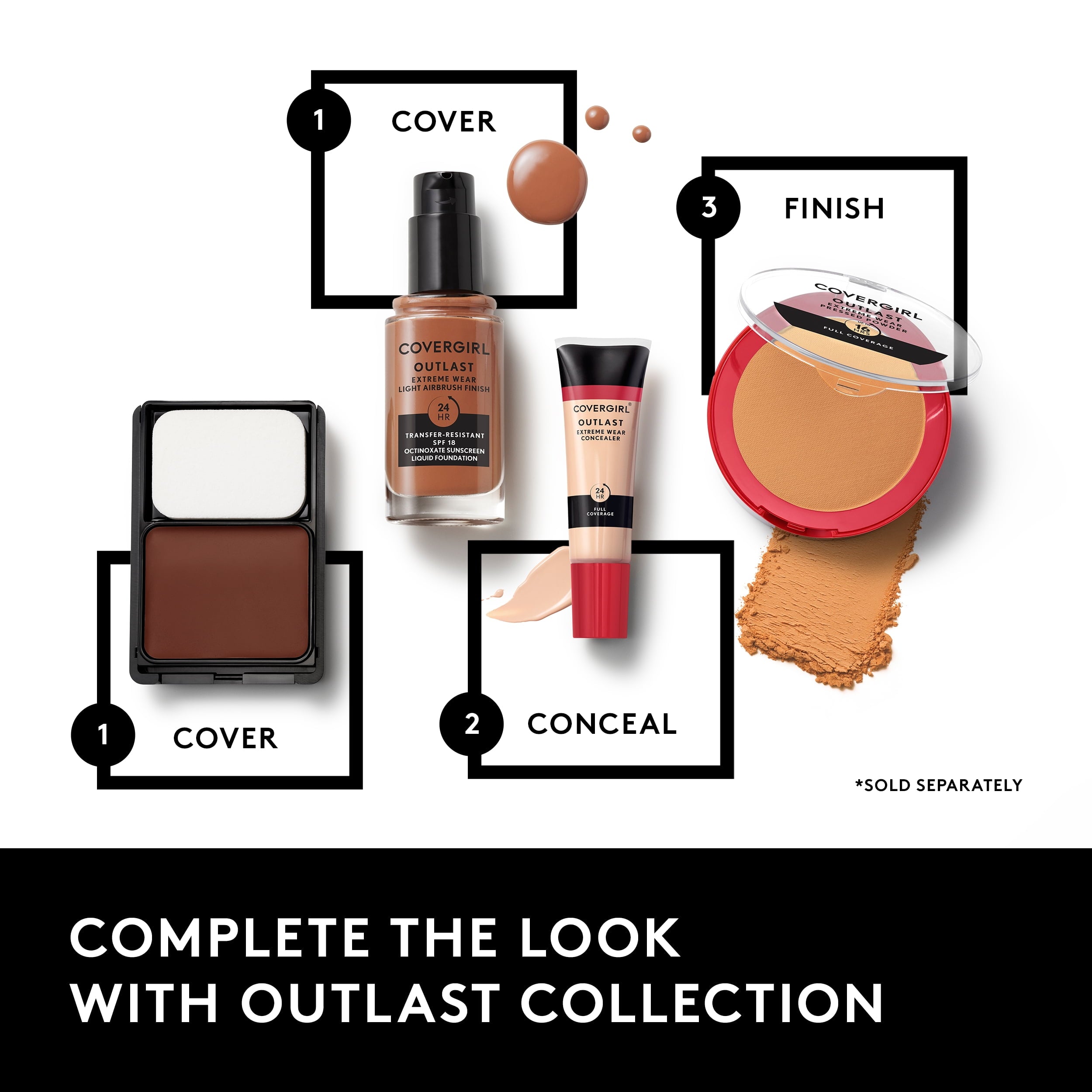 COVERGIRL Outlast Extreme Wear Concealer, Golden Ivory, .3 fl oz, Full Coverage, All Day Wear