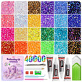 Redtwo 40000Pcs Resin Jelly Rhinestones for Bedazzling, 3mm Multicolor Flatback Rhinestones, Bedazzling Kit with 4Pcs Jewelry