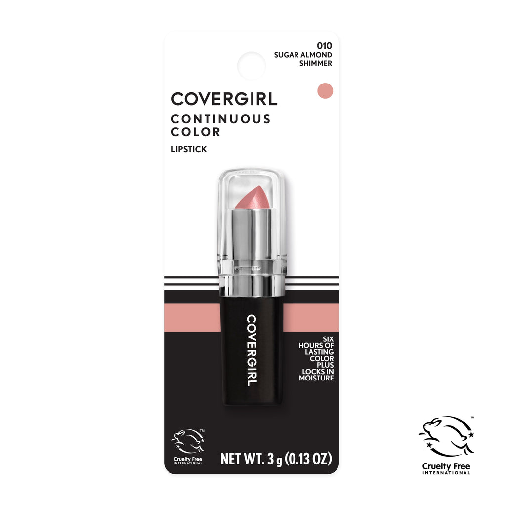 COVERGIRL Continuous Color Lipstick, 10 Sugar Almond, 0.13 oz