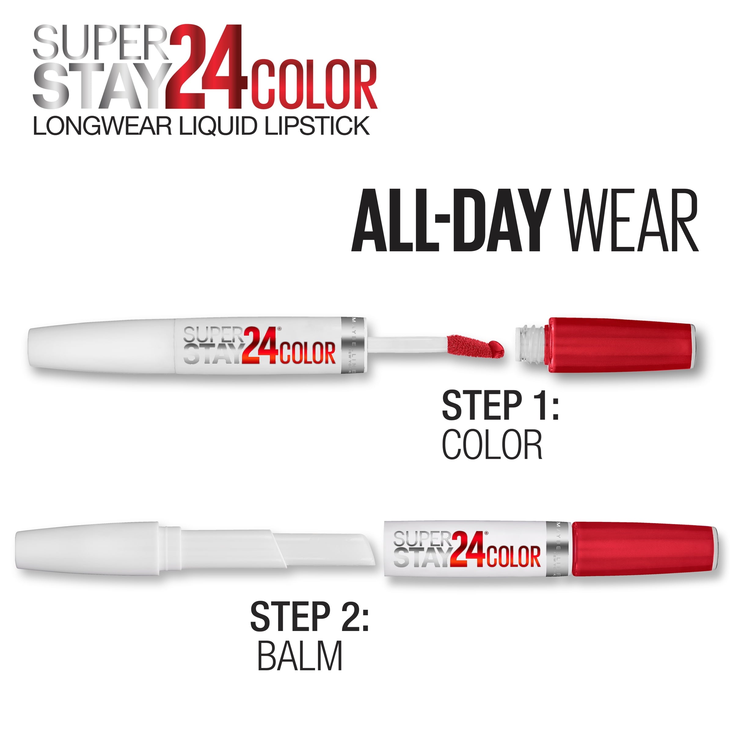 Maybelline Super Stay 24, 2-Step Liquid Lipstick Makeup, Long Lasting Highly Pigmented Color with Moisturizing Balm, Pink Goes On, Neon Pink, 1 Count
