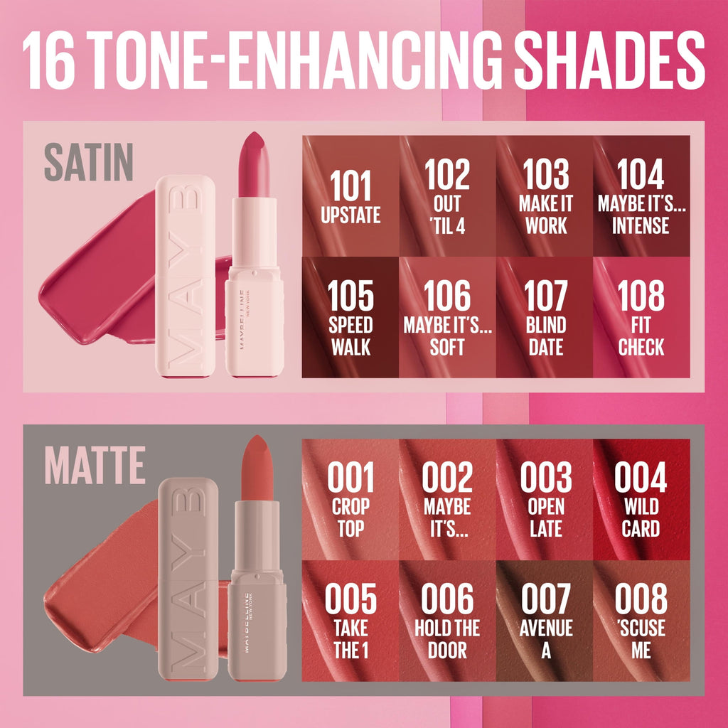 Maybelline Serum Lipstick, Matte Finish, Oil-Blend and Hyaluronic Acid, 008 'Scuse Me, 0.12 oz